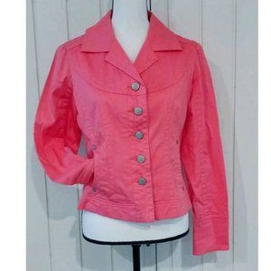 Tria Hot Pink Floral Button-Up Collared Jacket Size S